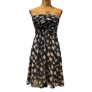 White House Black Market Strapless Black & White Tulip Dress Size 0